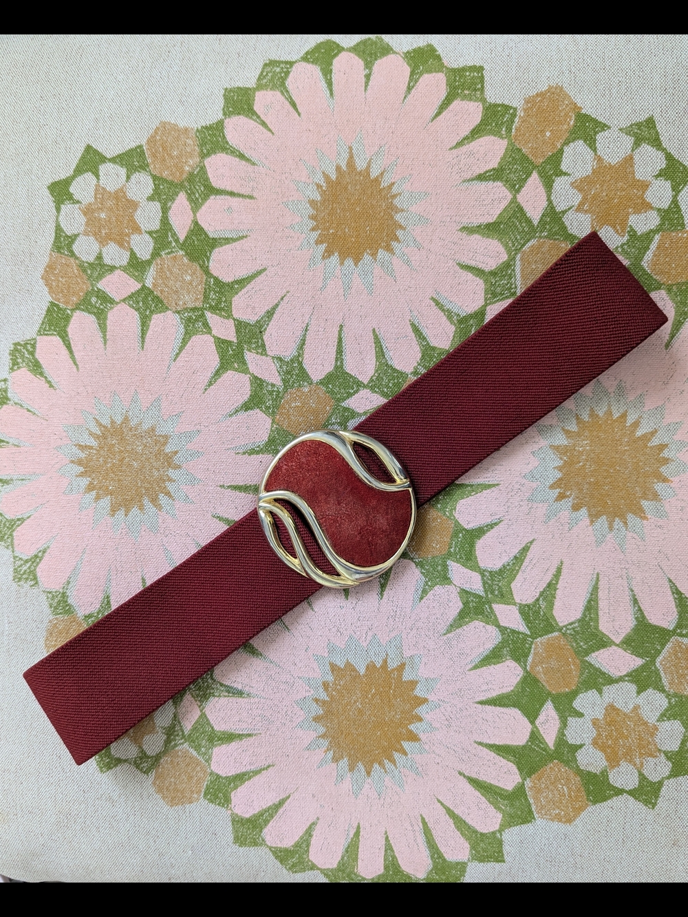 Vintage Stretch Belt with Red Suede Accent Buckle